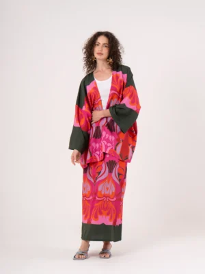 Soft, chic, and full of color … our skirt and vibrant cardigan are made to brighten your styl